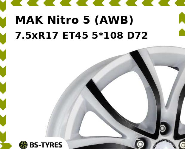 

Колесный диск MAK, Nitro 5 (AWB) 7.5xR17 ET45 5*108 D72