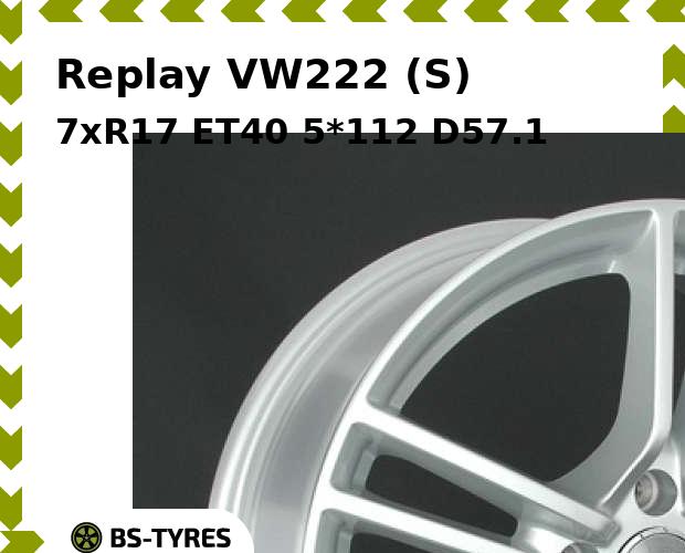 

Колесный диск Replay, VW222 (S) 7xR17 ET40 5*112 D57.1