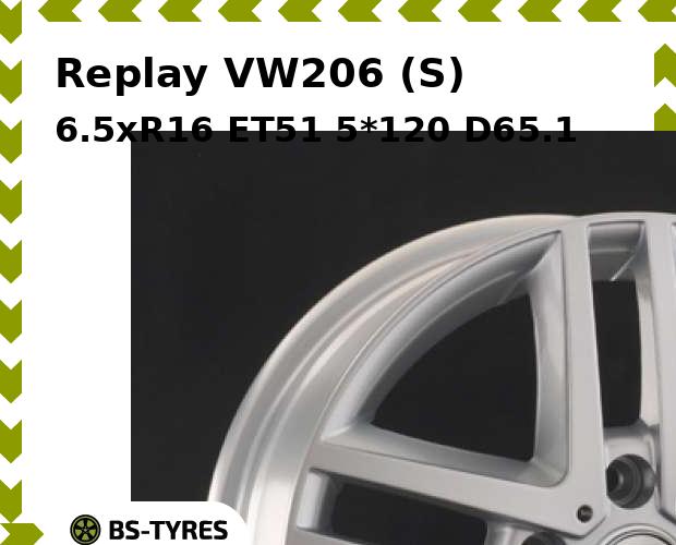 

Колесный диск Replay, VW206 (S) 6.5xR16 ET51 5*120 D65.1