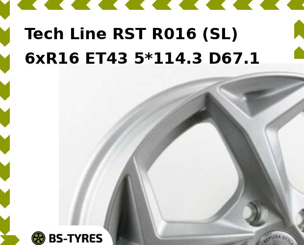 

Колесный диск Tech Line, Tech-line RST R016 (SL) 6xR16 ET43 5*114.3 D67.1