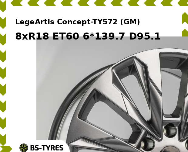 

Колесный диск LegeArtis, Concept-TY572 (GM) 8xR18 ET60 6*139.7 D95.1