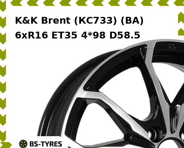 

Колесный диск K&K, Brent (КС733) (BA) 6xR16 ET35 4*98 D58.5