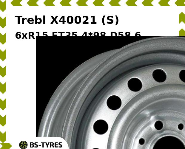 

Колесный диск Trebl, X40021 (S) 6xR15 ET35 4*98 D58.6