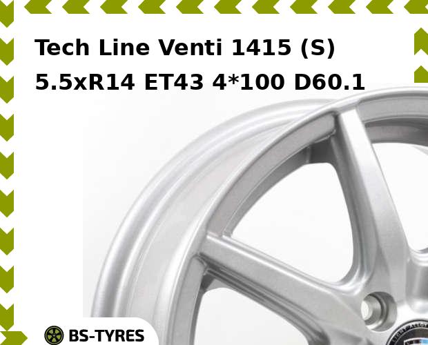 

Колесный диск Tech Line, Tech-line Venti 1415 (S) 5.5xR14 ET43 4*100 D60.1