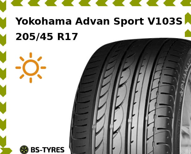 

Летние шины Yokohama, Advan Sport V103S 205/45 R17 84V
