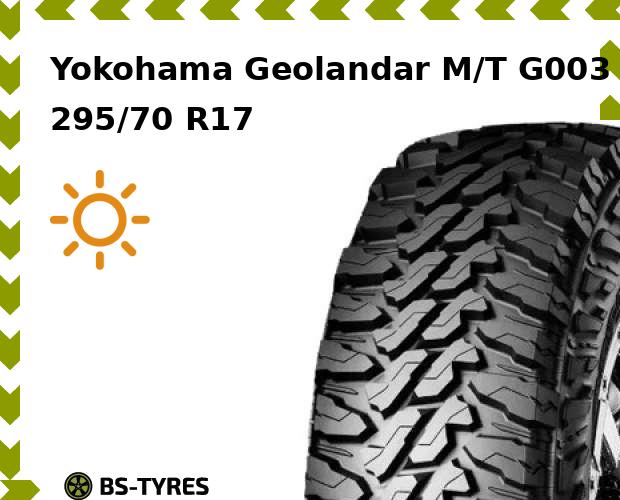 

Летние шины Yokohama, Geolandar M/T G003 295/70 R17 121Q