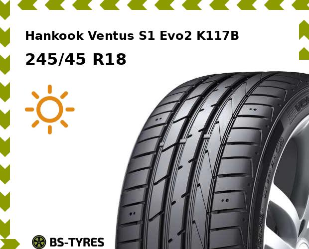 

Летние шины Hankook, Ventus S1 Evo2 K117B 245/45 R18 100Y