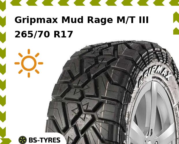 

Грузовые шины Gripmax, Mud Rage M/T III 265/70 R17C 121/118Q