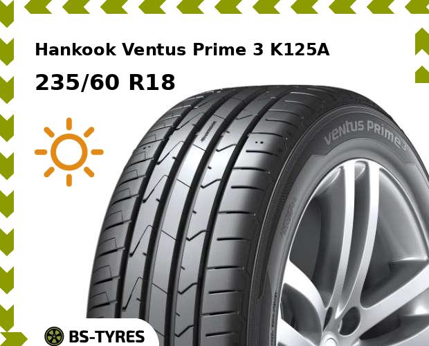 

Летние шины Hankook, Ventus Prime 3 K125A SUV 235/60 R18 107V