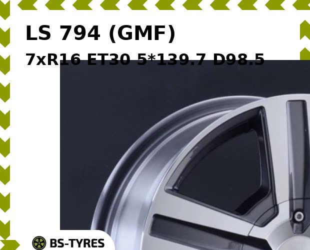 

Колесный диск LS, 794 (GMF) 7xR16 ET30 5*139.7 D98.5