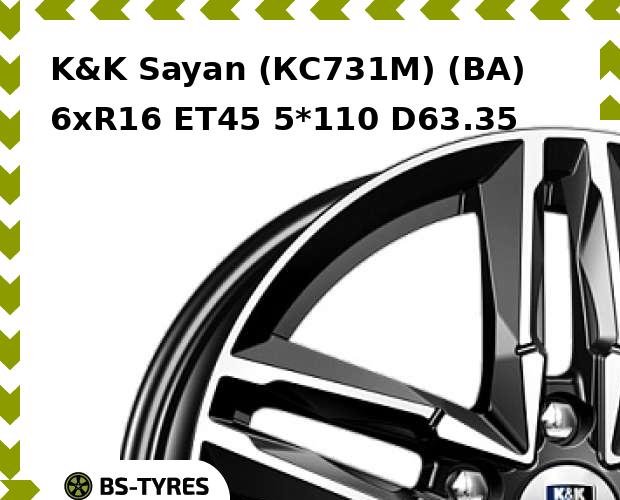 

Колесный диск K&K, Sayan (КС731М) (BA) 6xR16 ET45 5*110 D63.35