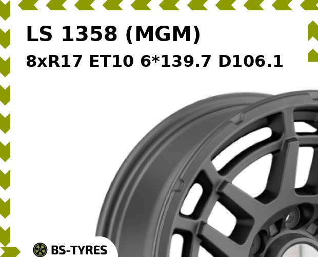 

Колесный диск LS, 1358 (MGM) 8xR17 ET10 6*139.7 D106.1