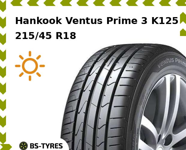 

Летние шины Hankook, Ventus Prime 3 K125 215/45 R18 89V
