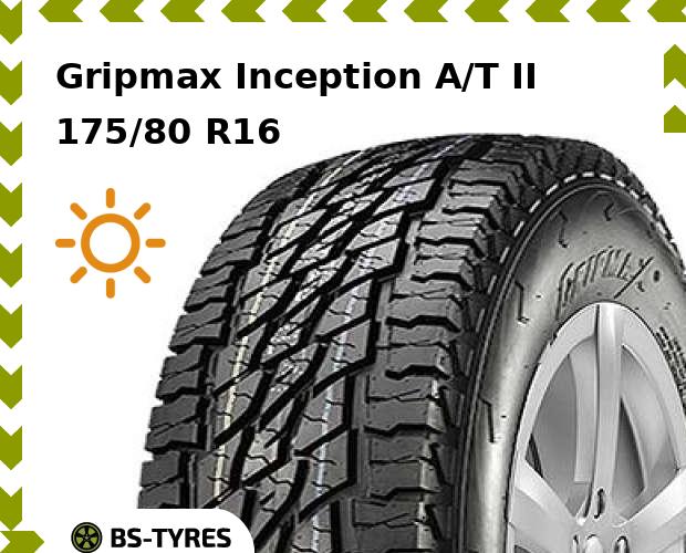 

Летние шины Gripmax, Inception A/T II 175/80 R16 91S
