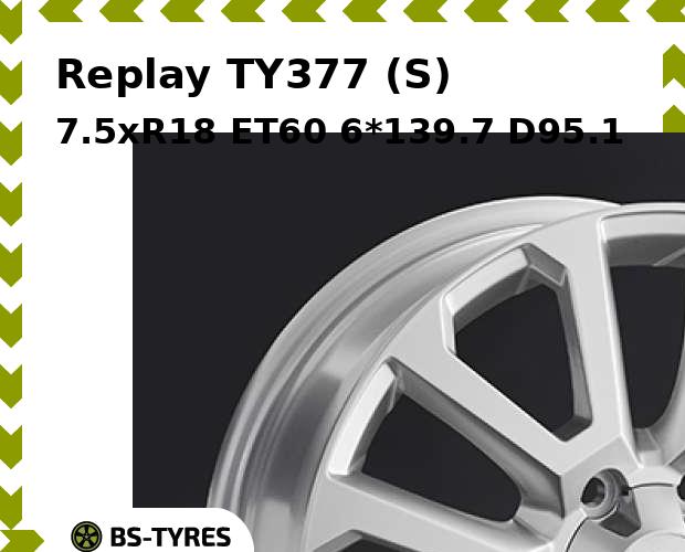

Колесный диск Replay, TY377 (S) 7.5xR18 ET60 6*139.7 D95.1