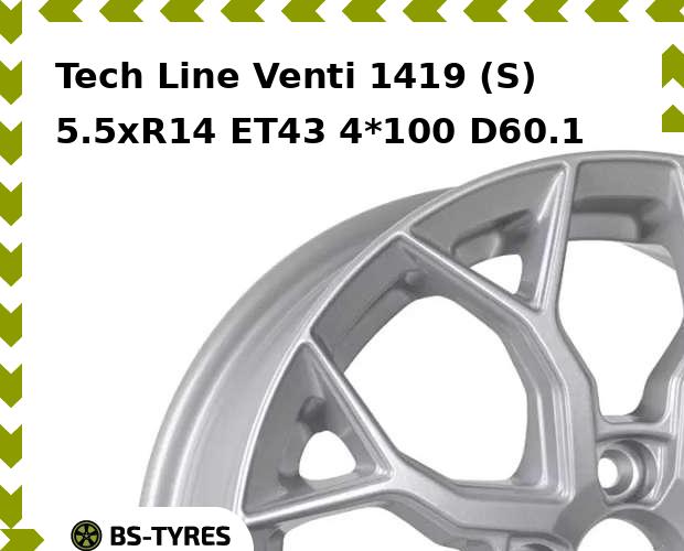 

Колесный диск Tech Line, Tech-line Venti 1419 (S) 5.5xR14 ET43 4*100 D60.1