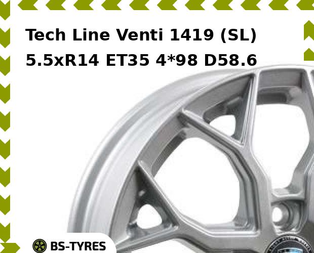 

Колесный диск Tech Line, Tech-line Venti 1419 (SL) 5.5xR14 ET35 4*98 D58.6