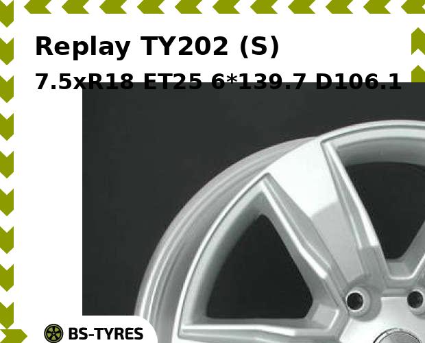 

Колесный диск Replay, TY202 (S) 7.5xR18 ET25 6*139.7 D106.1