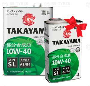Масло моторное полусинтетическое TAKAYAMA SAE 10W-40, API SL, ACEA A3/B4 4л + 1л в подарок