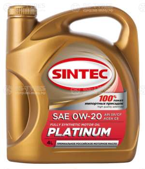 Sintec PLATINUM SAE 0W-20 API SP/CF, ACEA C5 4л синтетика