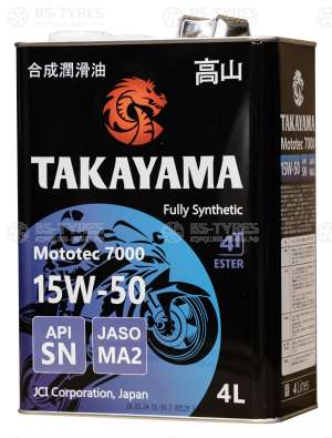 Takayama Mototec 7000 4T  15W-50 API SN JASO MA2 4л металл